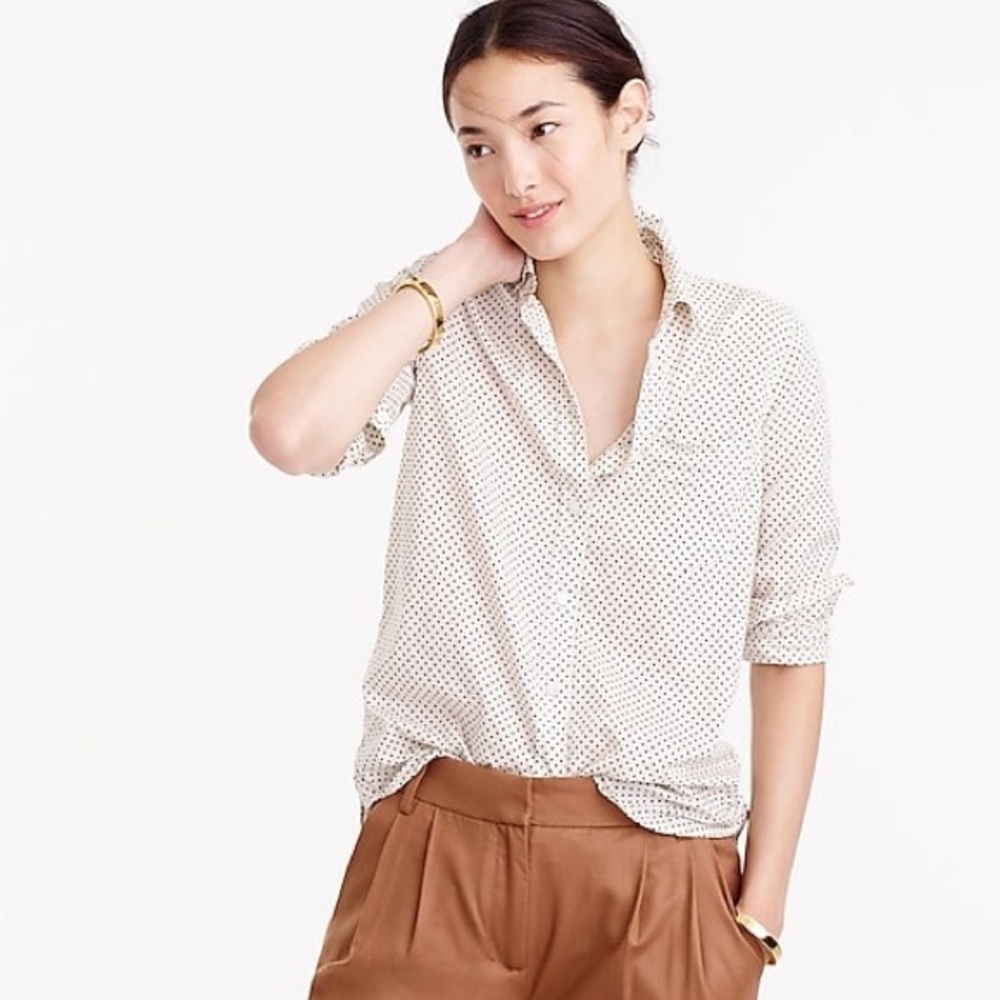 NWOT J crew polka dot boy shirt Sz 10 tall (t43)